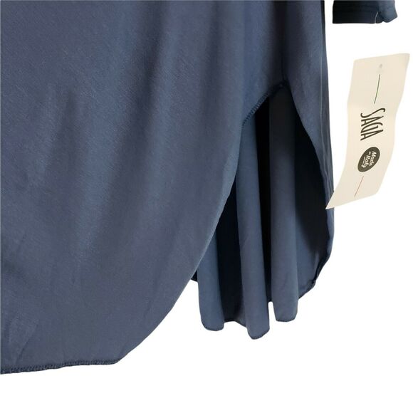 NEW!! Saga SIZE 10  Asymmetrical Lagenlook Tunic Top Blue Scarf Made in Italy - Picture 4 of 10